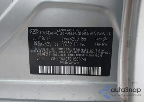 2013 Hyundai Sonata Limited z USA, uszkodzony, nr VIN 5NPEC4AC1DH565248